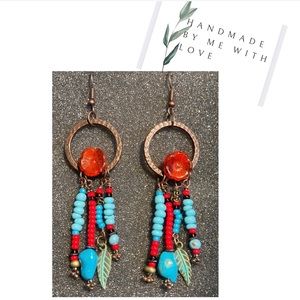 Hand crafted southwestern earrings BRAND NEW never worn 2.5” length